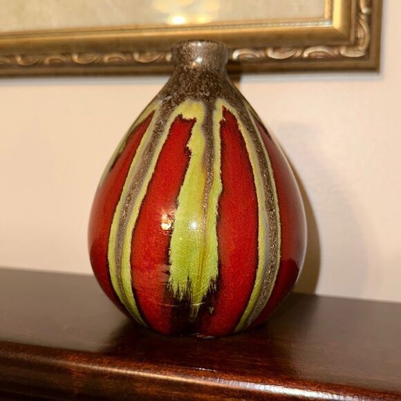 Handmade Stone Mini Vase Decor Burgundy Green Stone Gray - Picture 1 of 6